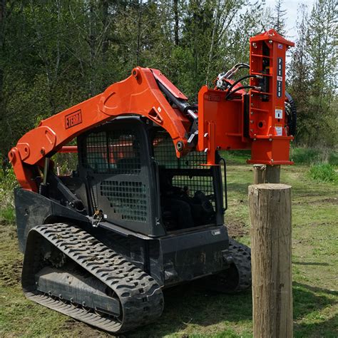 skid steer pile driver|skid steer mounted post pounder.